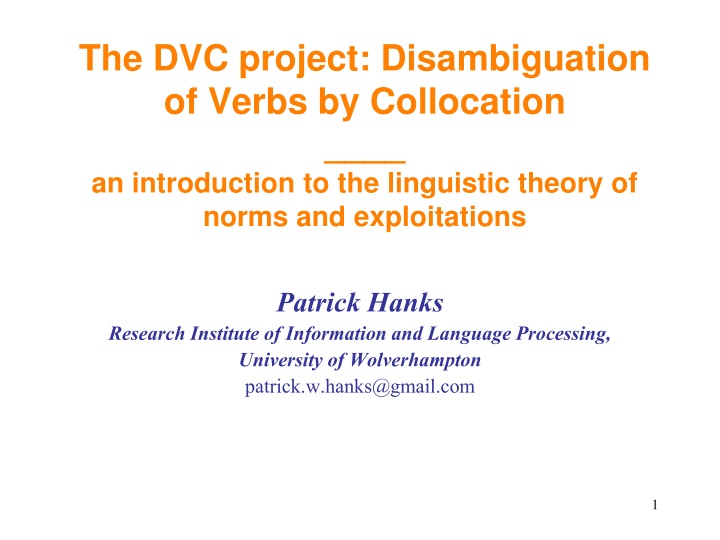 the dvc project disambiguation of verbs