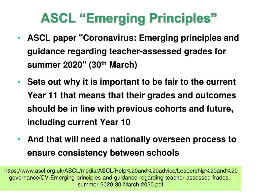 ascl emerging principles