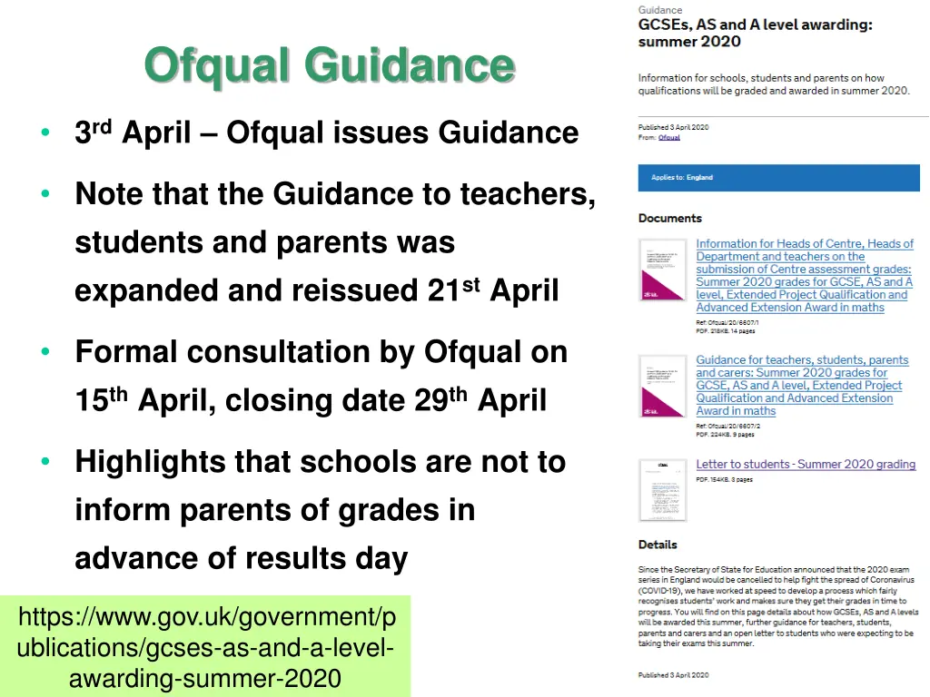 ofqual guidance