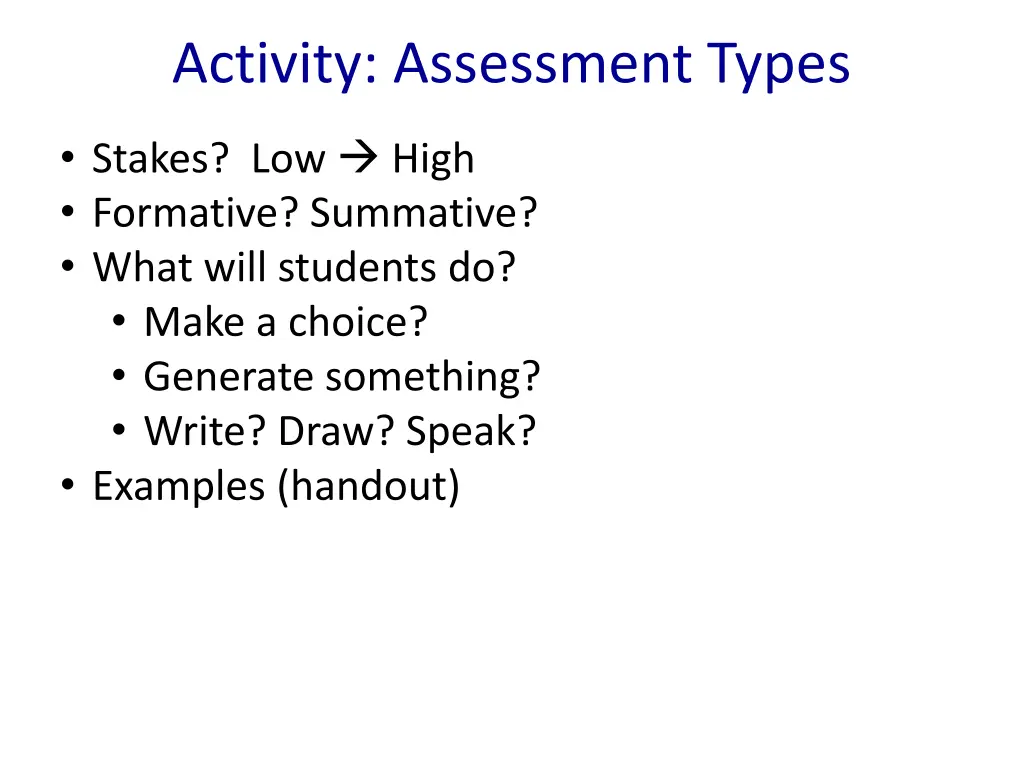 activity assessment types