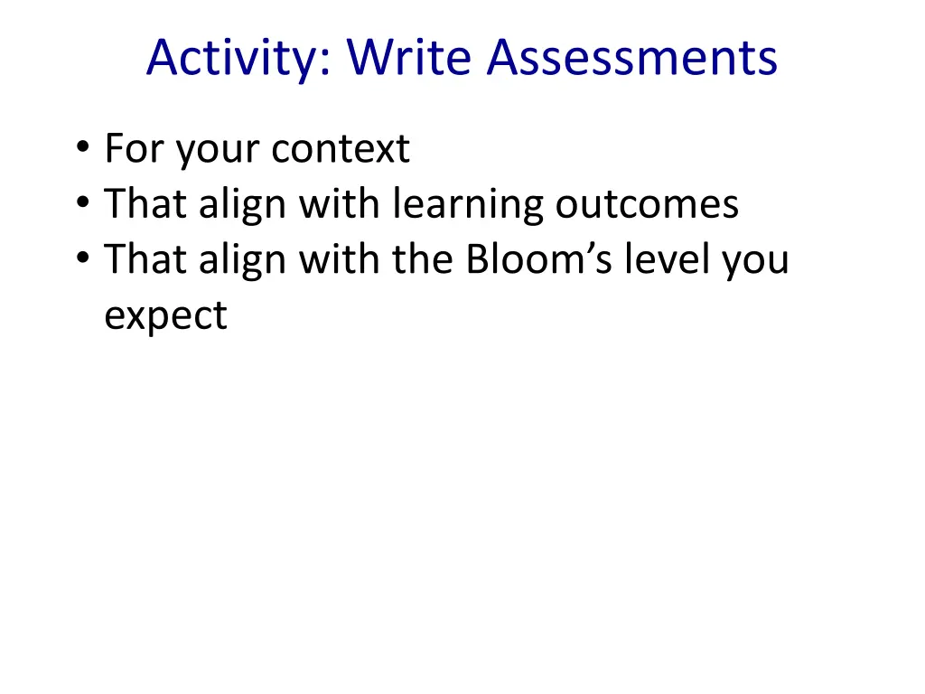 activity write assessments