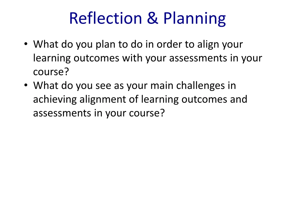 reflection planning