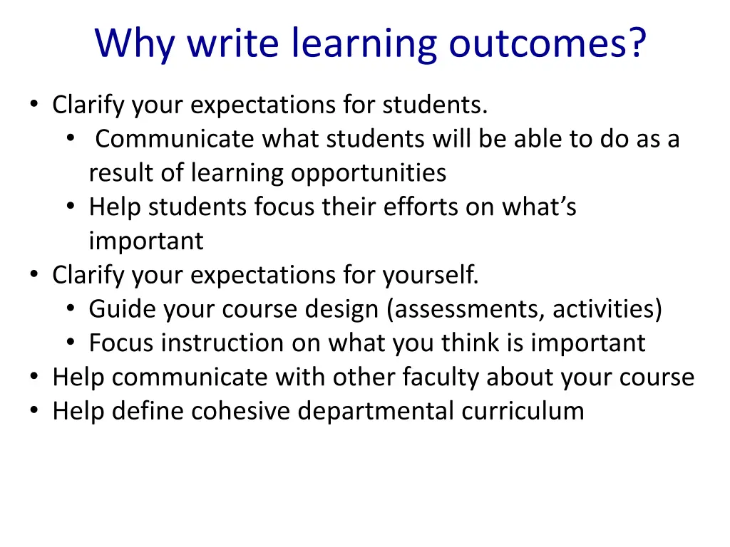 why write learning outcomes