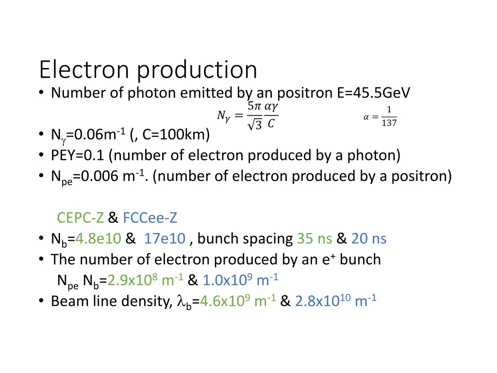 electron production number of photon emitted