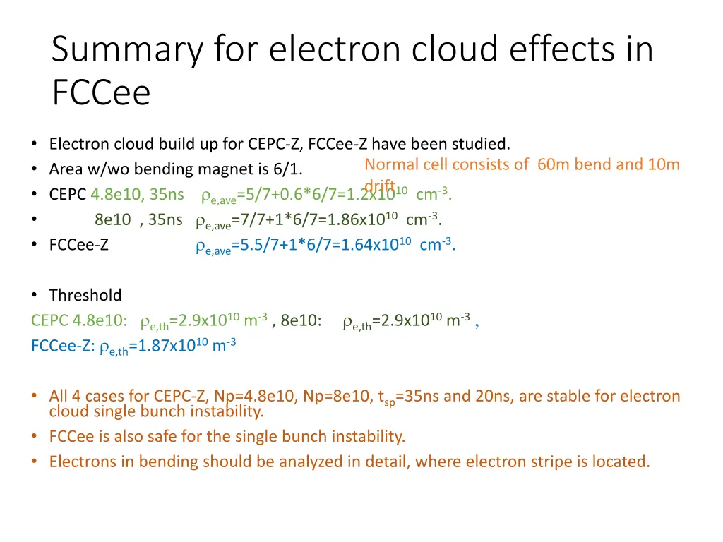 summary for electron cloud effects in fccee