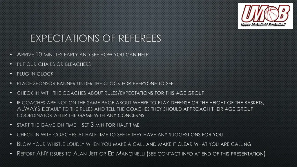 expectations of referees