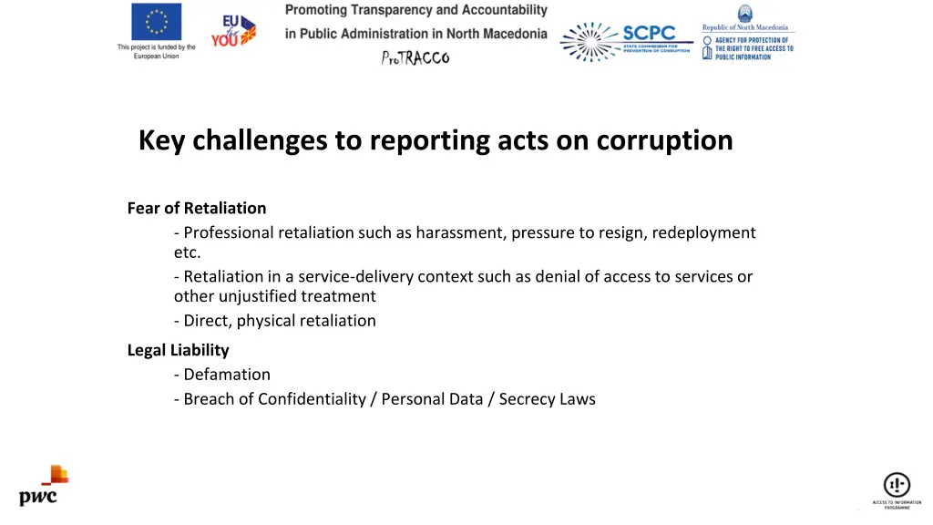 key challenges to reporting acts on corruption