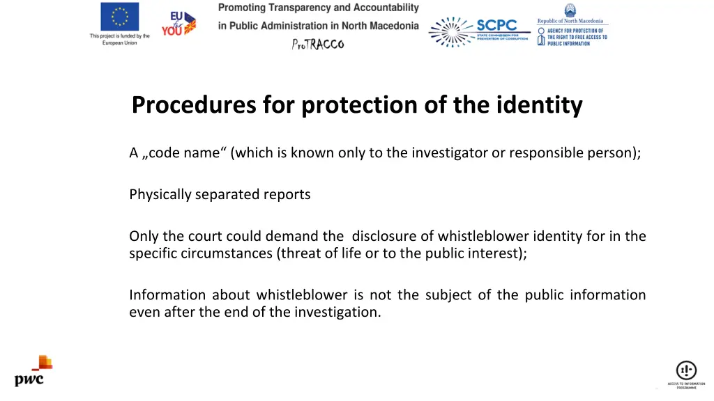 procedures for protection of the identity