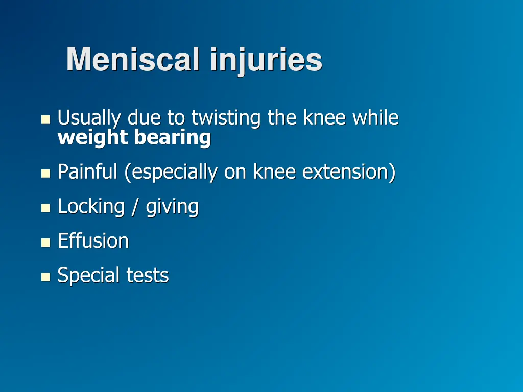 meniscal injuries