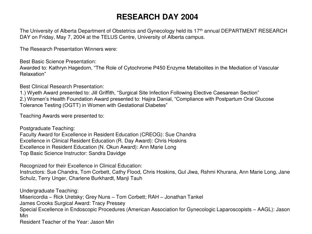 research day 2004