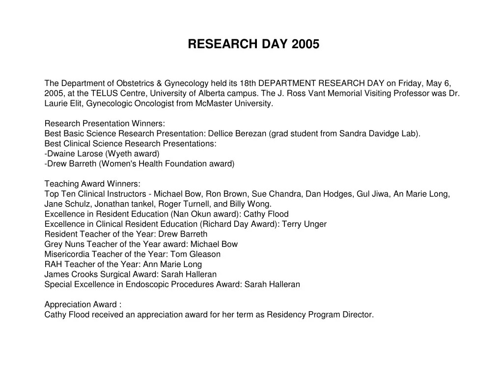 research day 2005