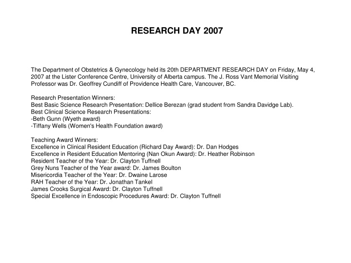 research day 2007