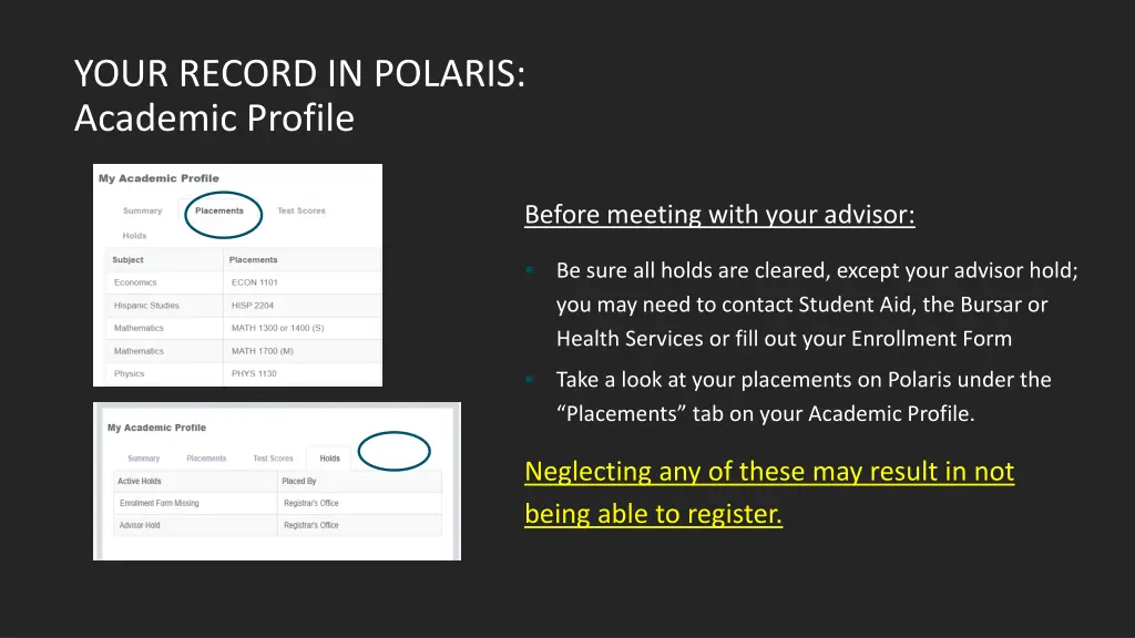 your record in polaris academic profile