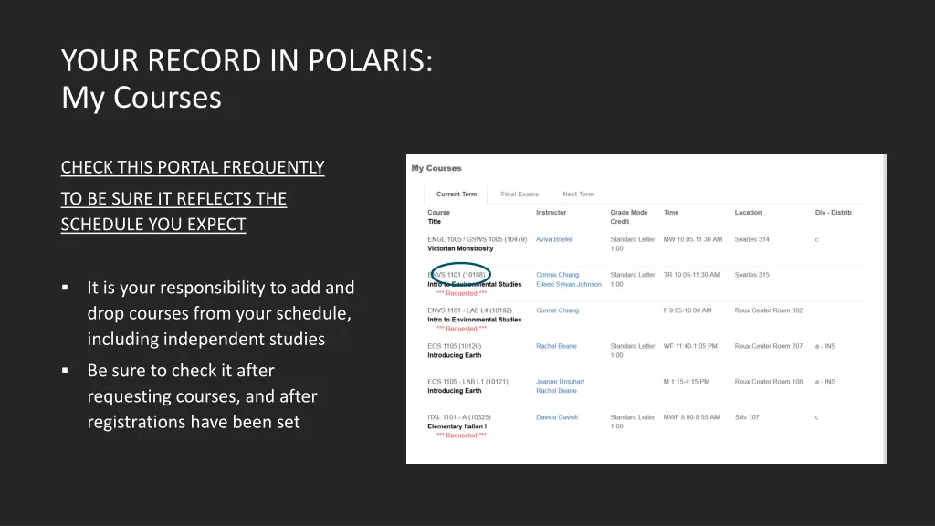 your record in polaris my courses