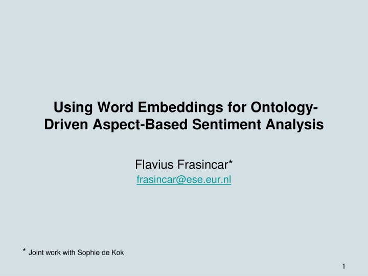 using word embeddings for ontology driven aspect