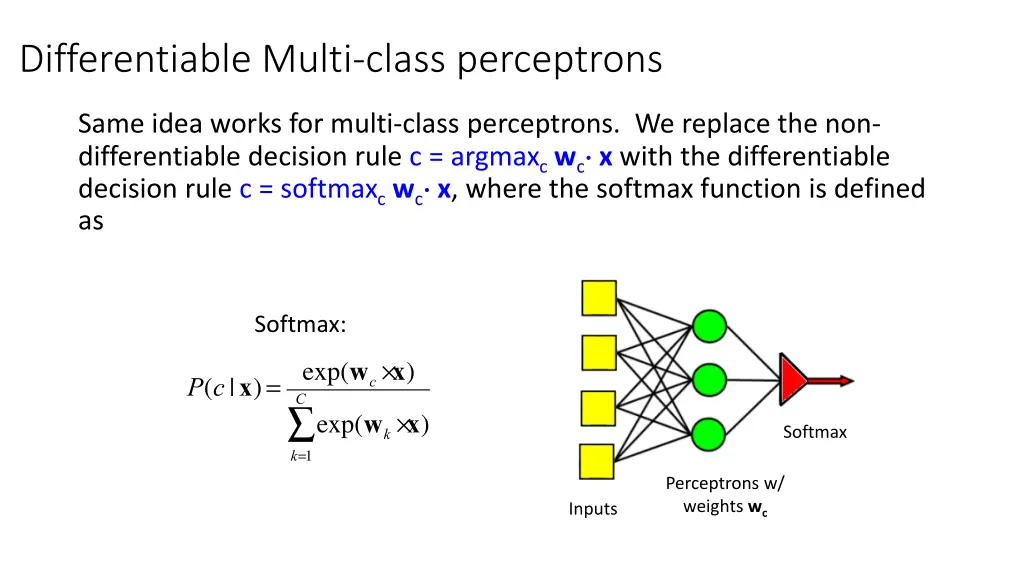 differentiable multi class perceptrons