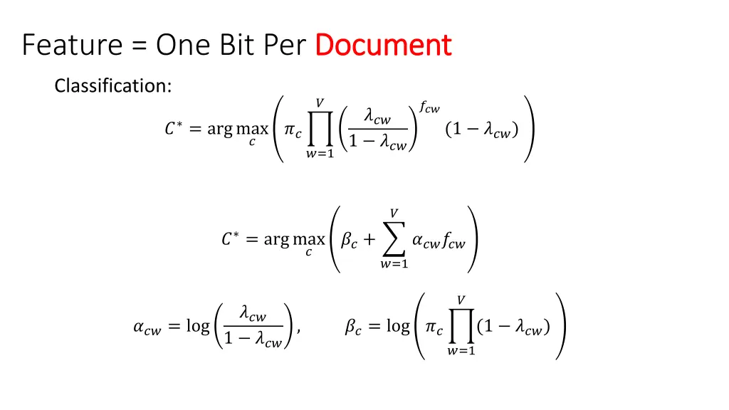 feature one bit per document 1