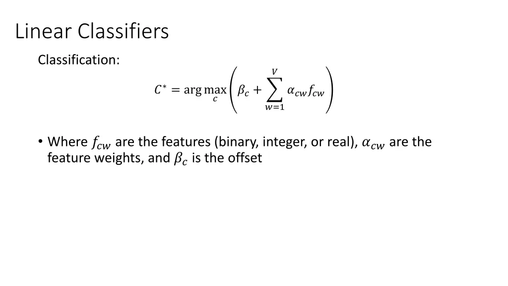 linear classifiers 2