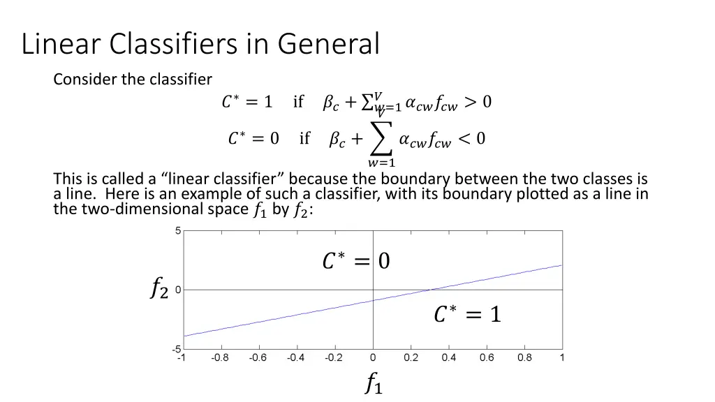 linear classifiers in general 1