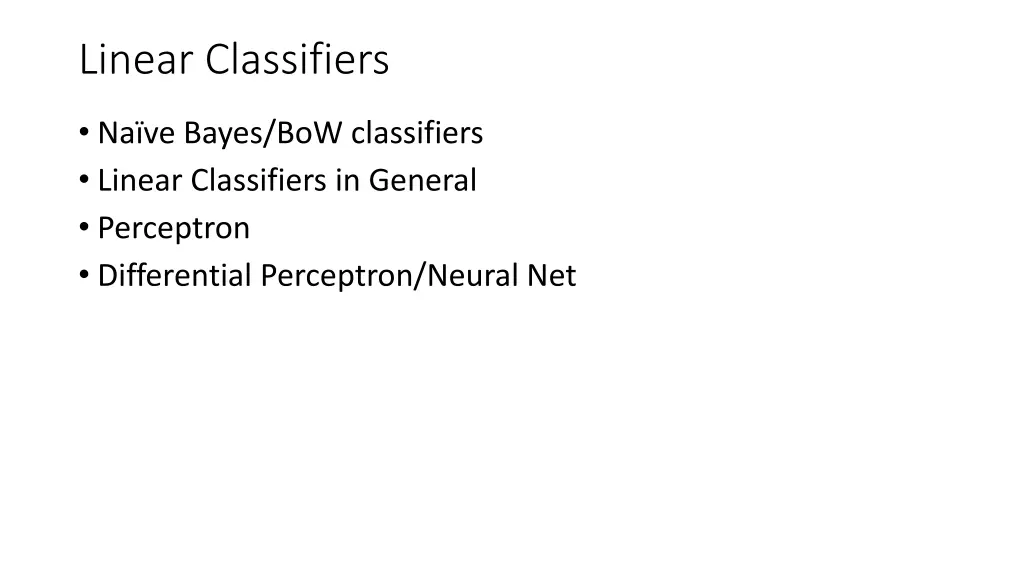 linear classifiers