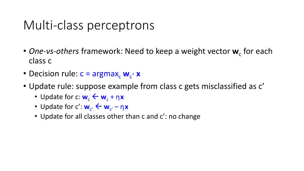 multi class perceptrons