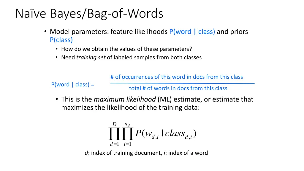 na ve bayes bag of words