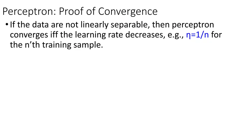 perceptron proof of convergence if the data 1