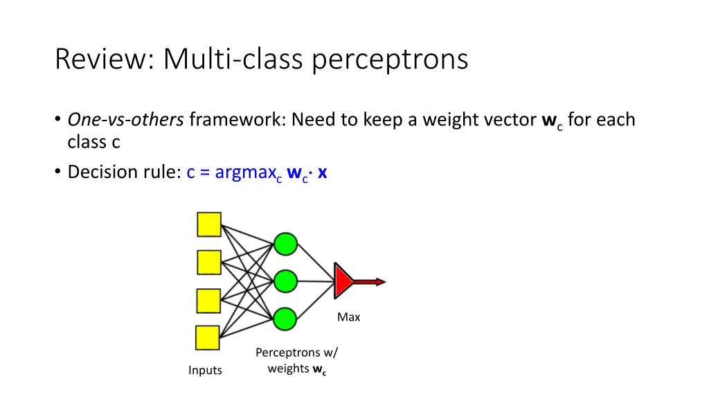 review multi class perceptrons