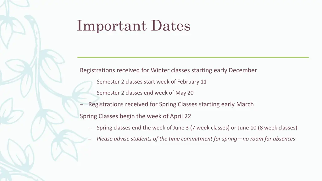 important dates