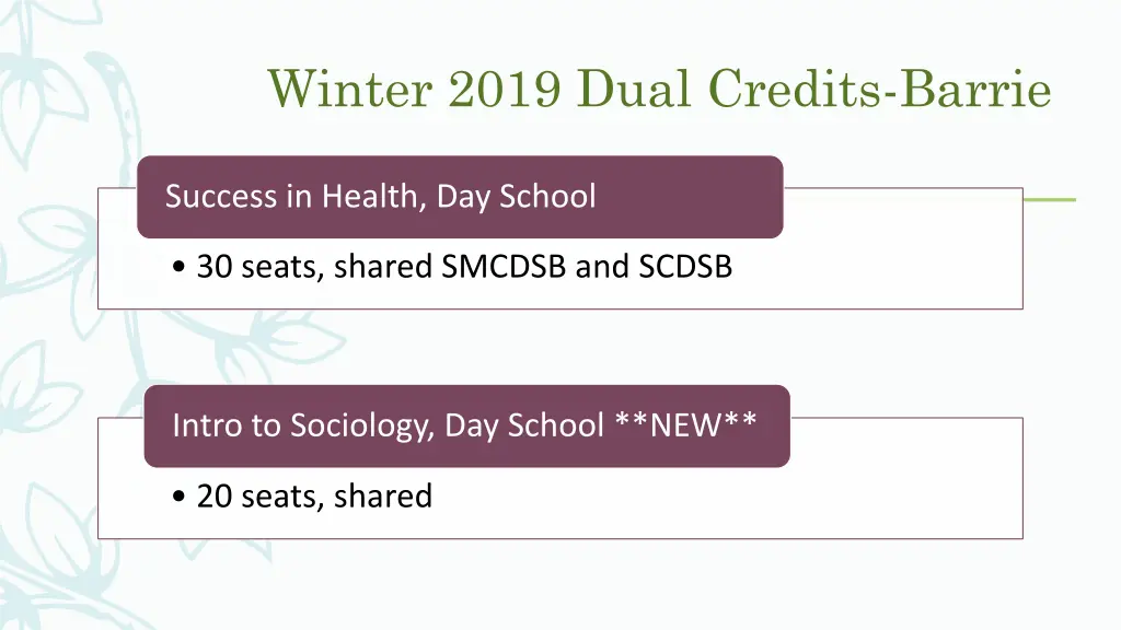 winter 2019 dual credits barrie 1