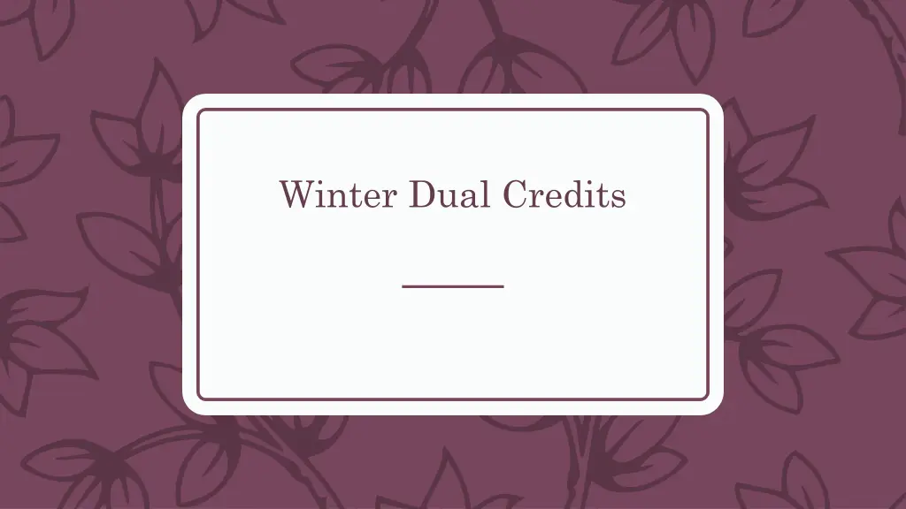 winter dual credits