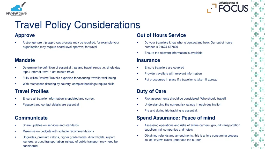 travel policy considerations