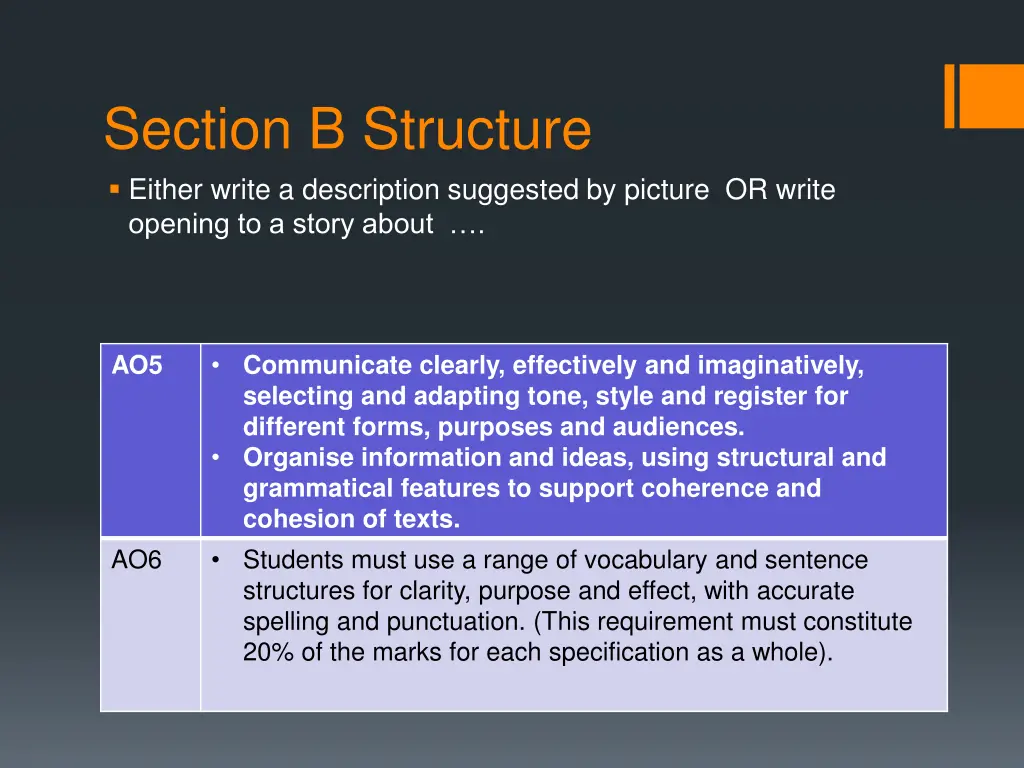 section b structure either write a description