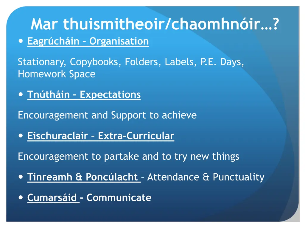 mar thuismitheoir chaomhn ir eagr