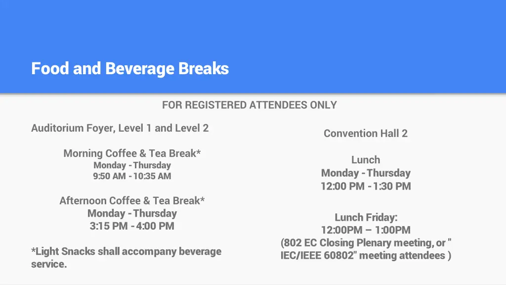 food and beverage breaks