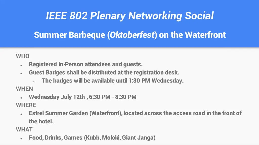 ieee 802 plenary networking social