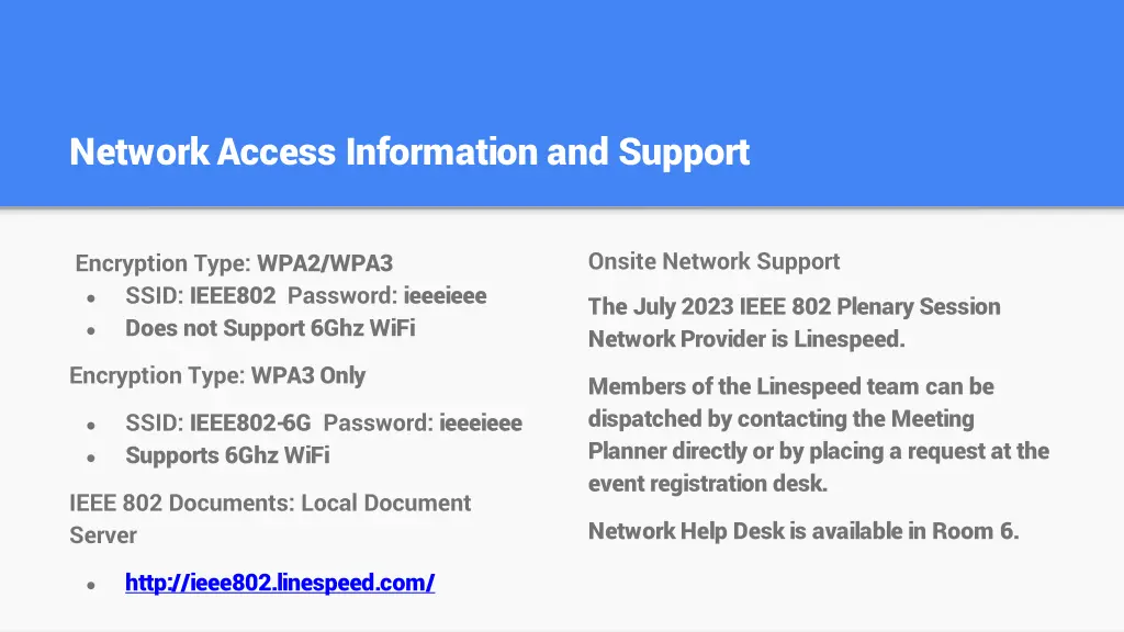 network access information and support