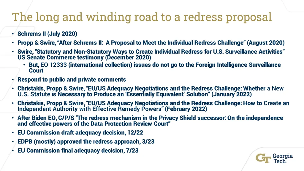 the long and winding road to a redress proposal