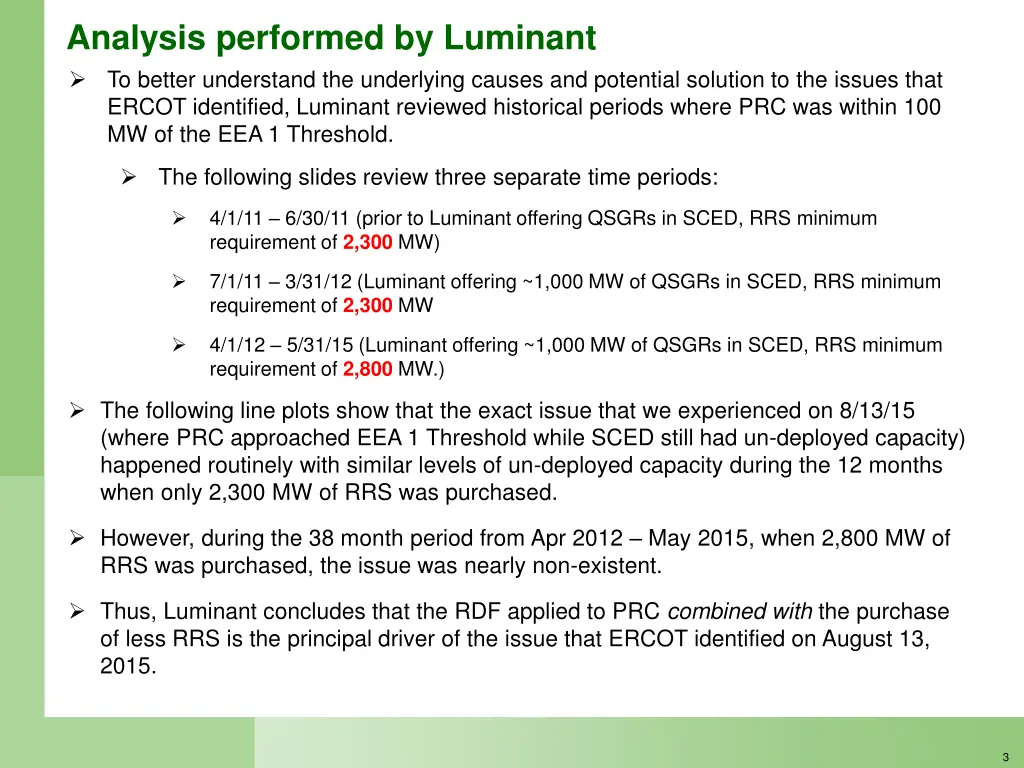 analysis performed by luminant to better