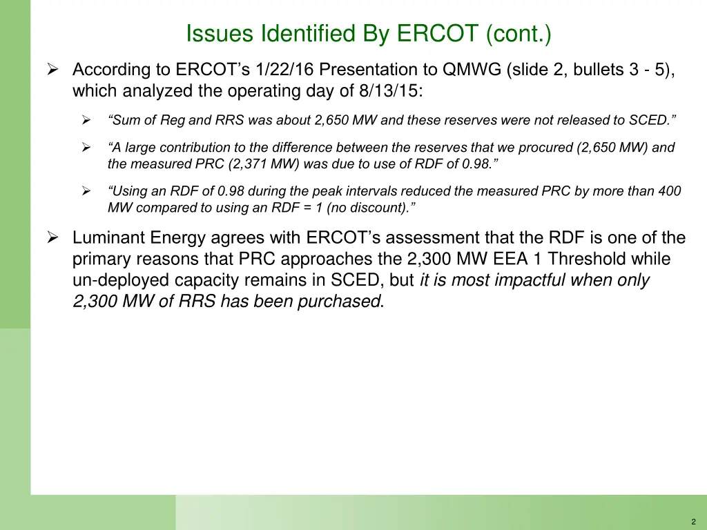 issues identified by ercot cont