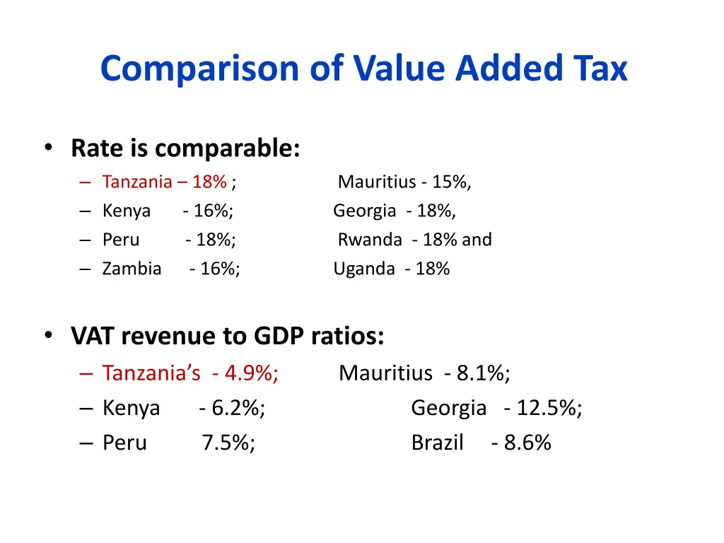 comparison of value added tax