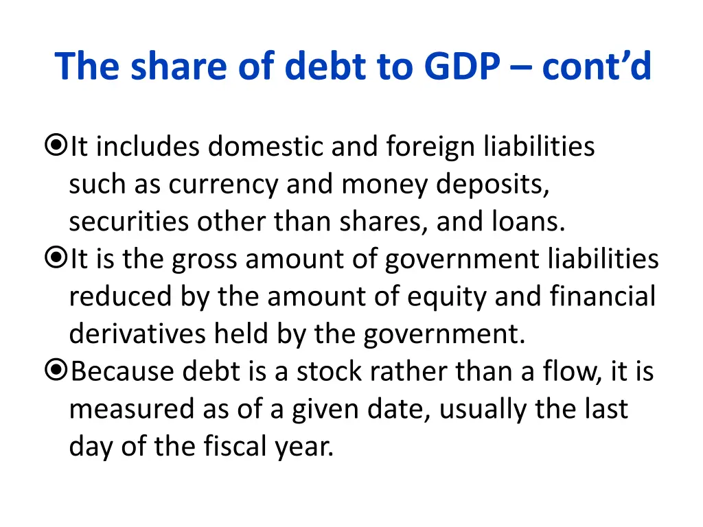 the share of debt to gdp cont d