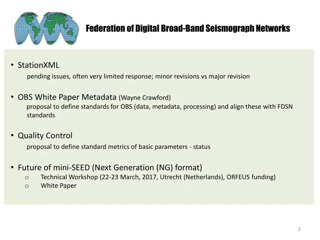 federation of digital broad band seismograph 1