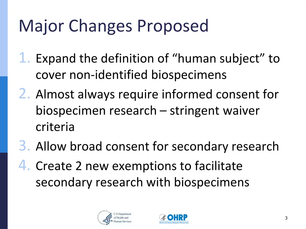 major changes proposed