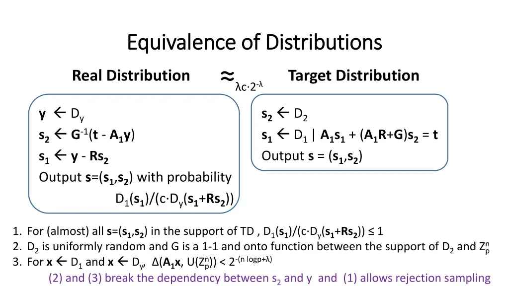 equivalence of distributions equivalence