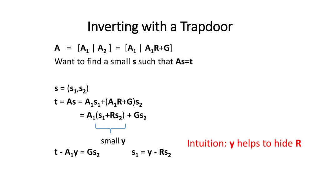 inverting with a trapdoor inverting with 1