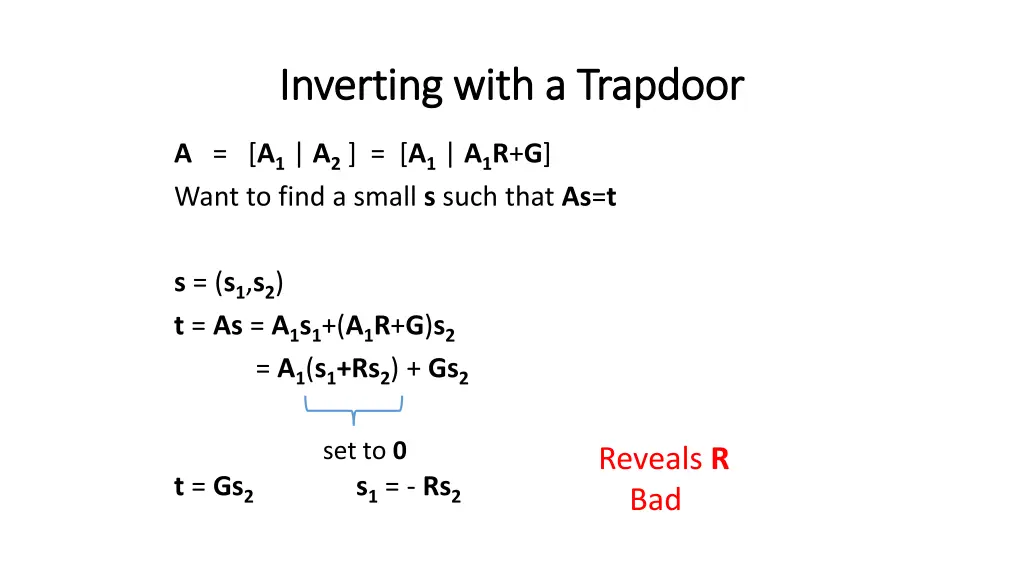 inverting with a trapdoor inverting with