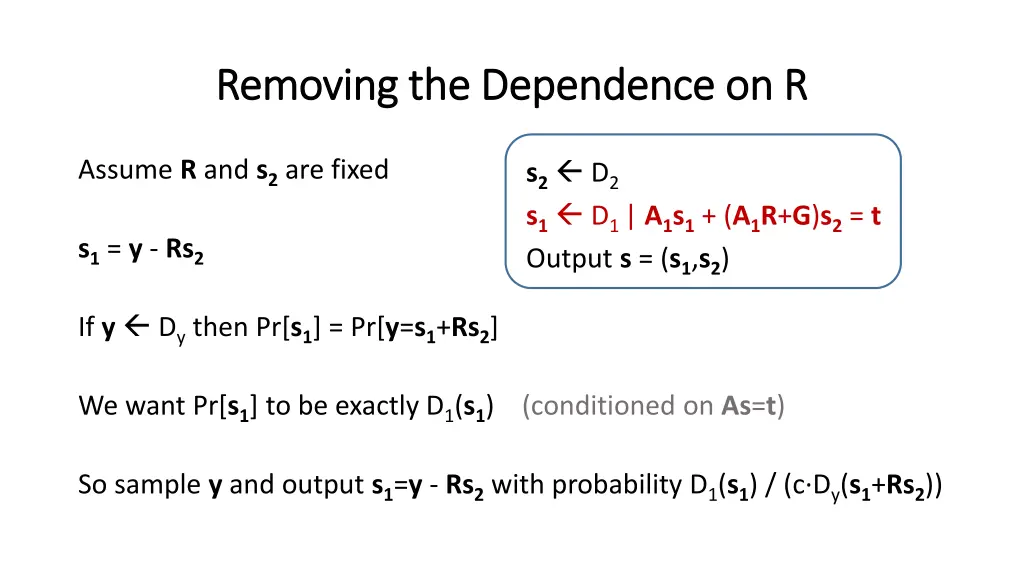 removing the dependence on r removing