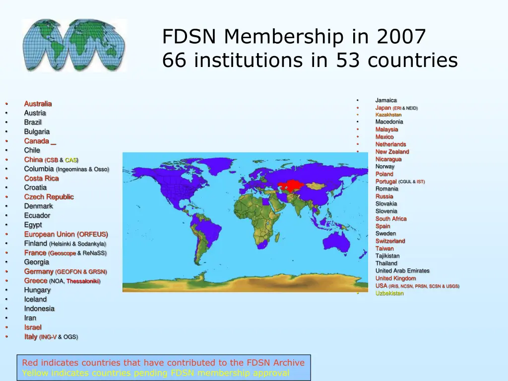 fdsn membership in 2007 66 institutions