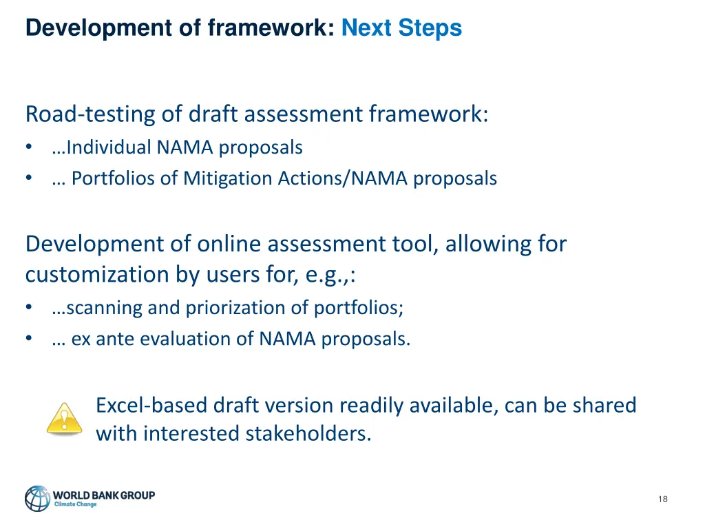 development of framework next steps